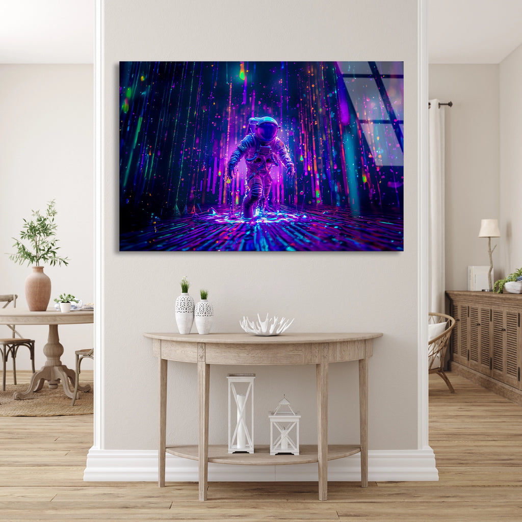 Neon Astronot Orman Cam Tablo