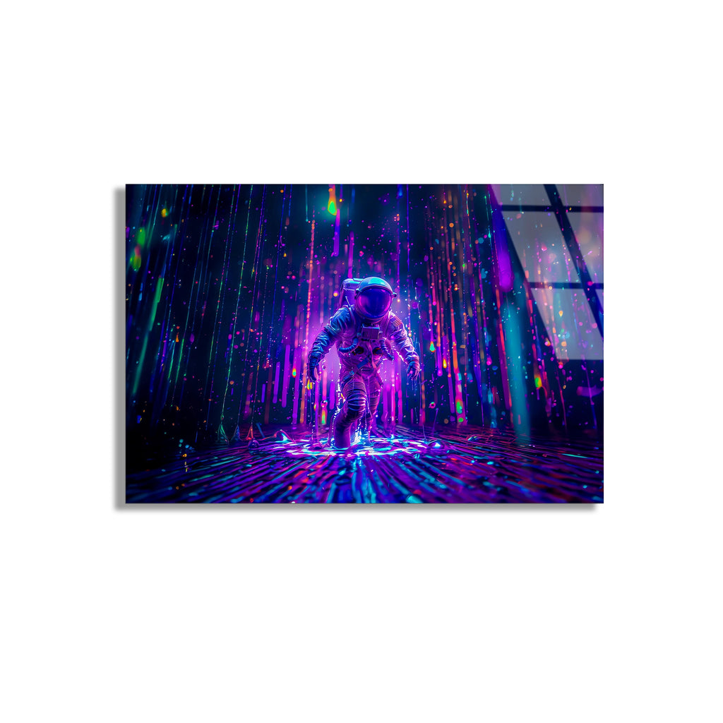 Neon Astronot Orman Cam Tablo
