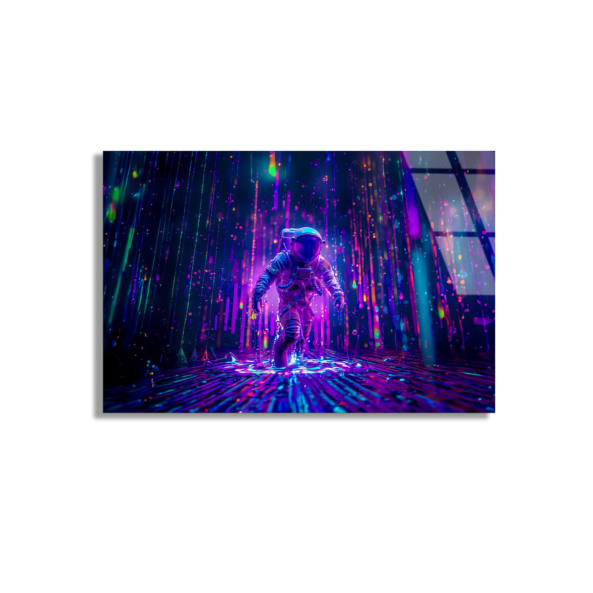 Neon Astronot Orman Cam Tablo