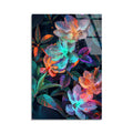 Neon Cicek Deseni Cam Tablo