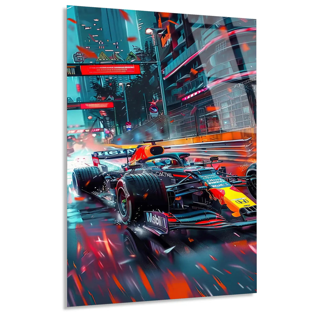 Neon Cyberpunk Formula 1 F1 Cam Tablo – Formula 1 Duvar Dekoru - DEG0870
