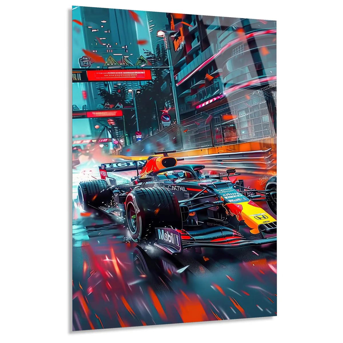 Neon Cyberpunk Formula 1 F1 Cam Tablo – Formula 1 Duvar Dekoru - DEG0870