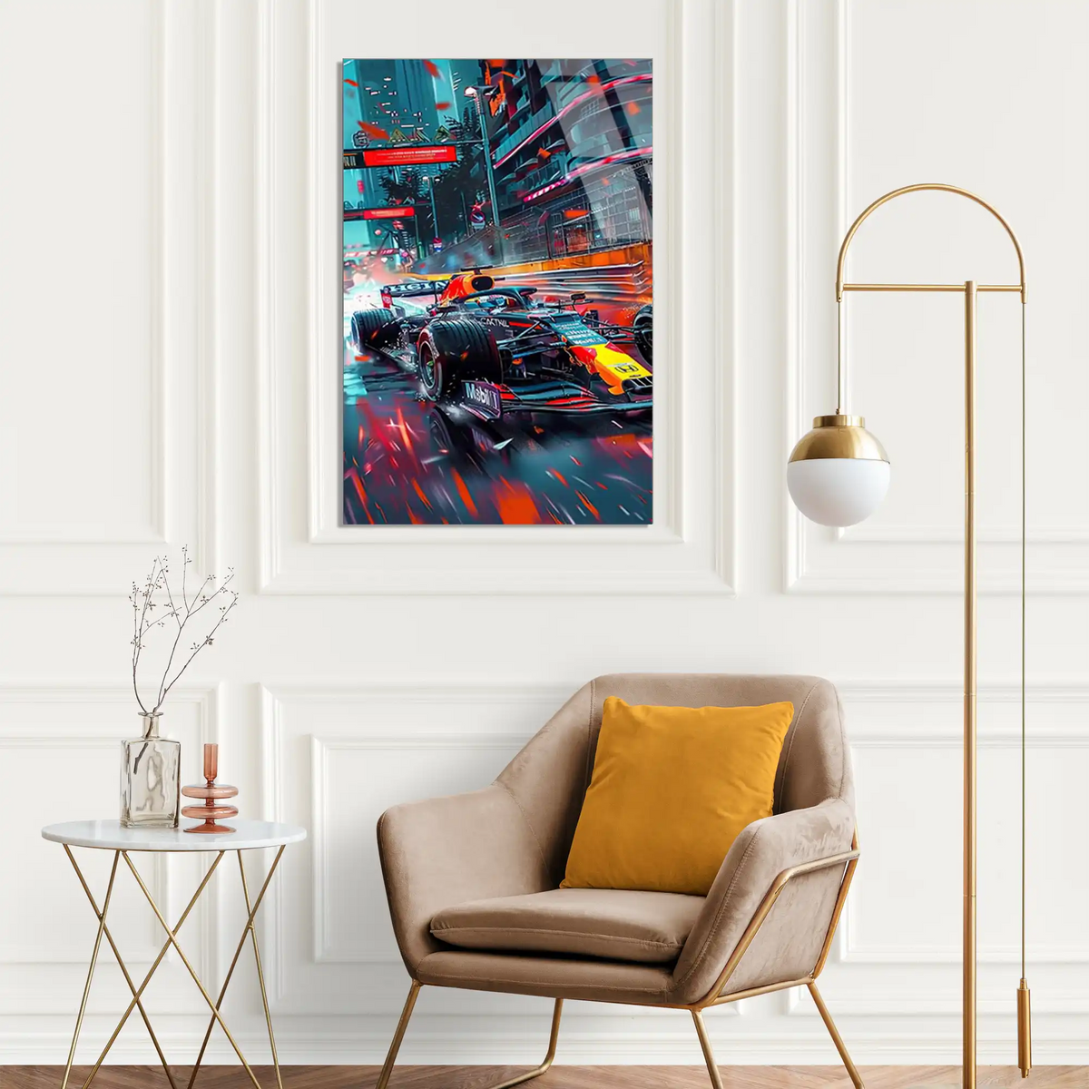 Neon Cyberpunk Formula 1 F1 Cam Tablo – Formula 1 Duvar Dekoru - DEG0870