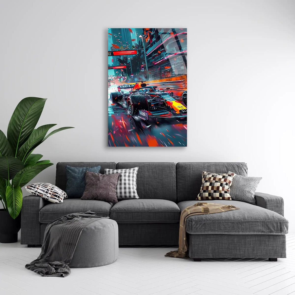 Neon Cyberpunk Formula 1 F1 Cam Tablo – Formula 1 Duvar Dekoru - DEG0870