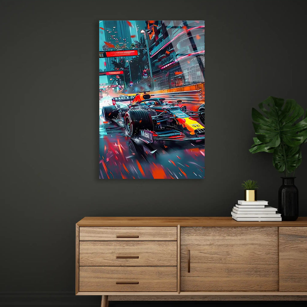 Neon Cyberpunk Formula 1 F1 Cam Tablo – Formula 1 Duvar Dekoru - DEG0870