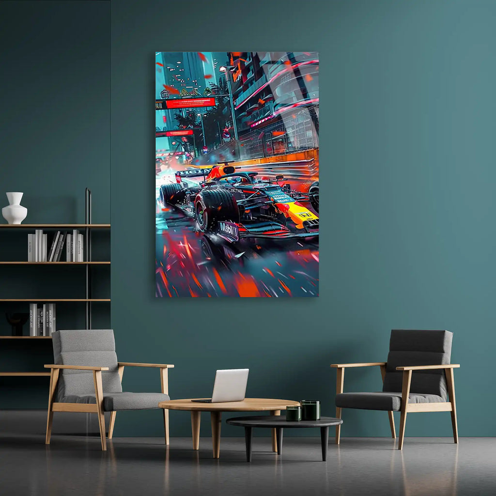 Neon Cyberpunk Formula 1 F1 Cam Tablo – Formula 1 Duvar Dekoru - DEG0870