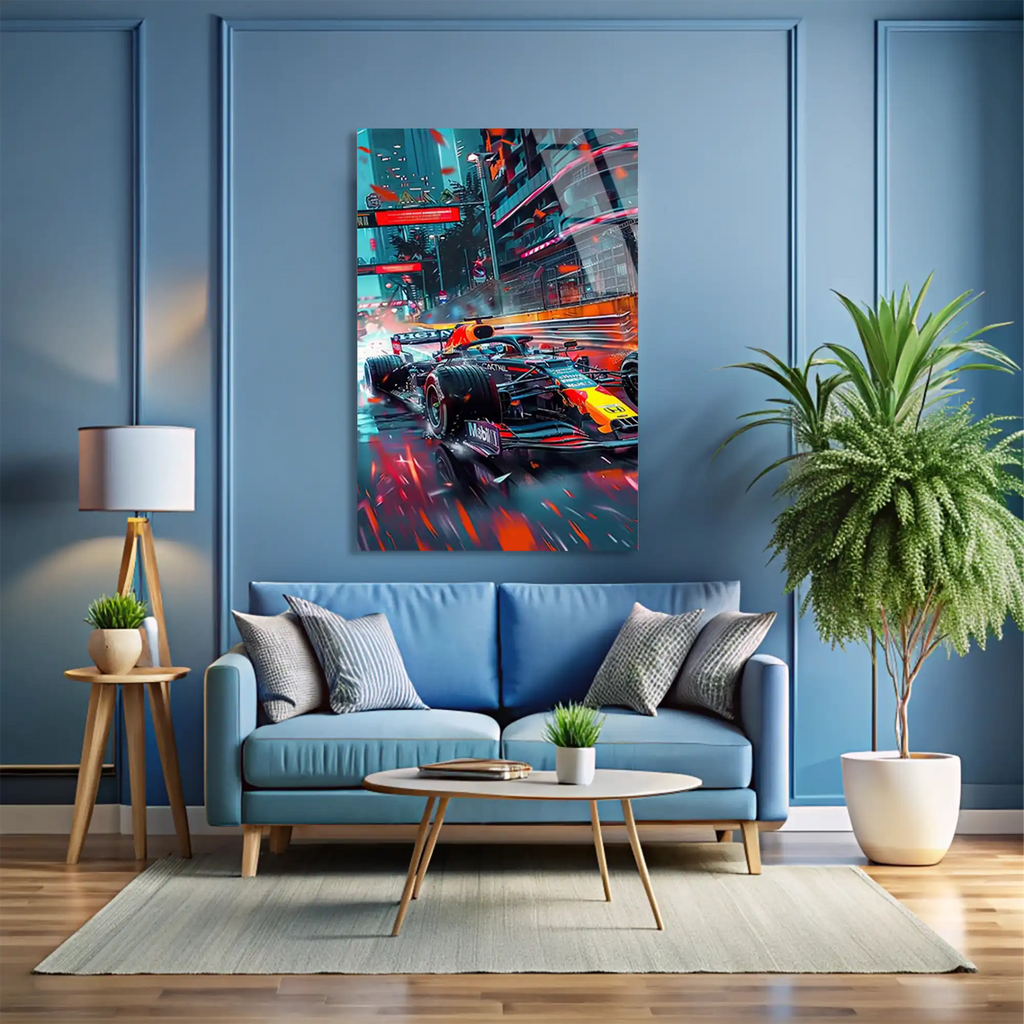 Neon Cyberpunk Formula 1 F1 Cam Tablo – Formula 1 Duvar Dekoru - DEG0870