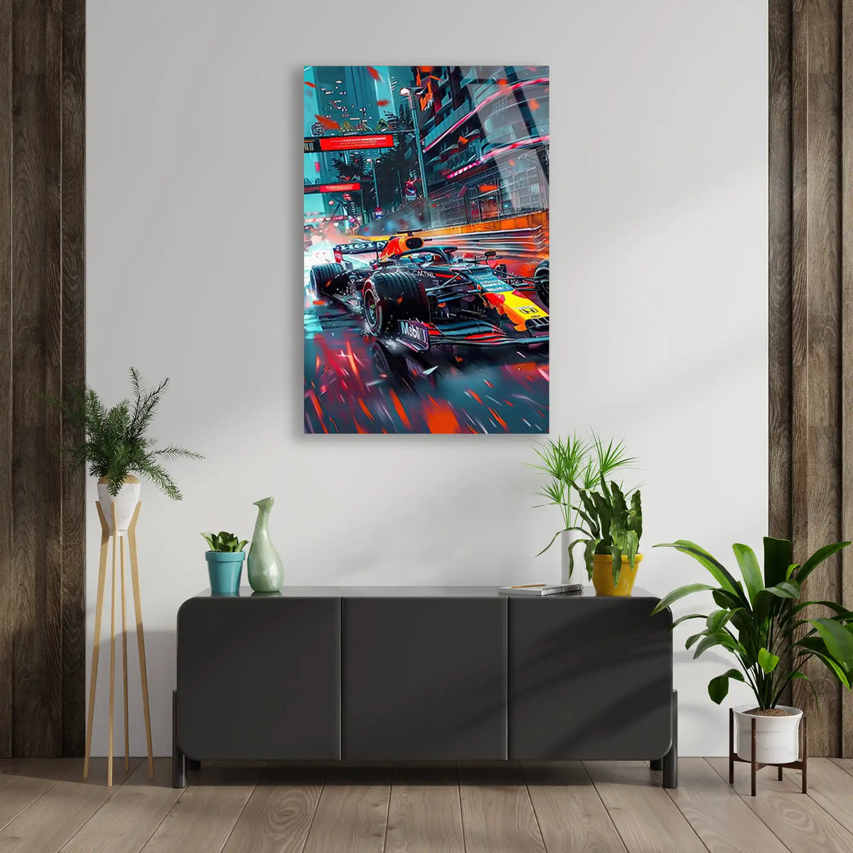Neon Cyberpunk Formula 1 F1 Cam Tablo – Formula 1 Duvar Dekoru - DEG0870