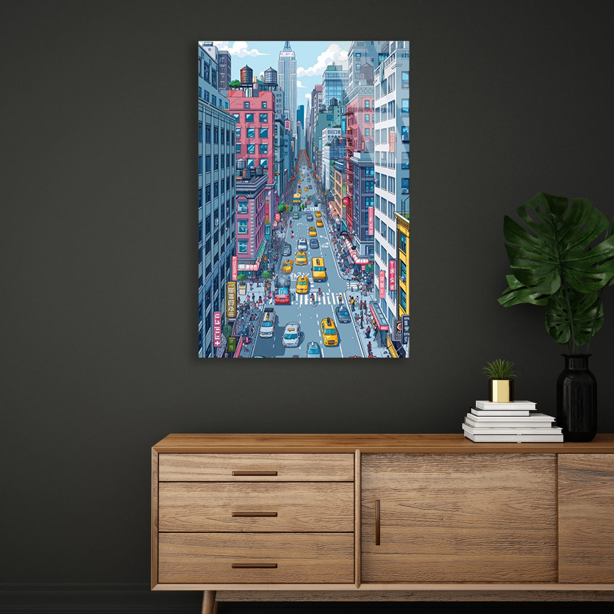 New York Caddesi Cam Tablo
