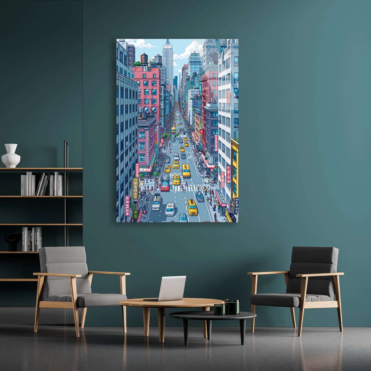 New York Caddesi Cam Tablo