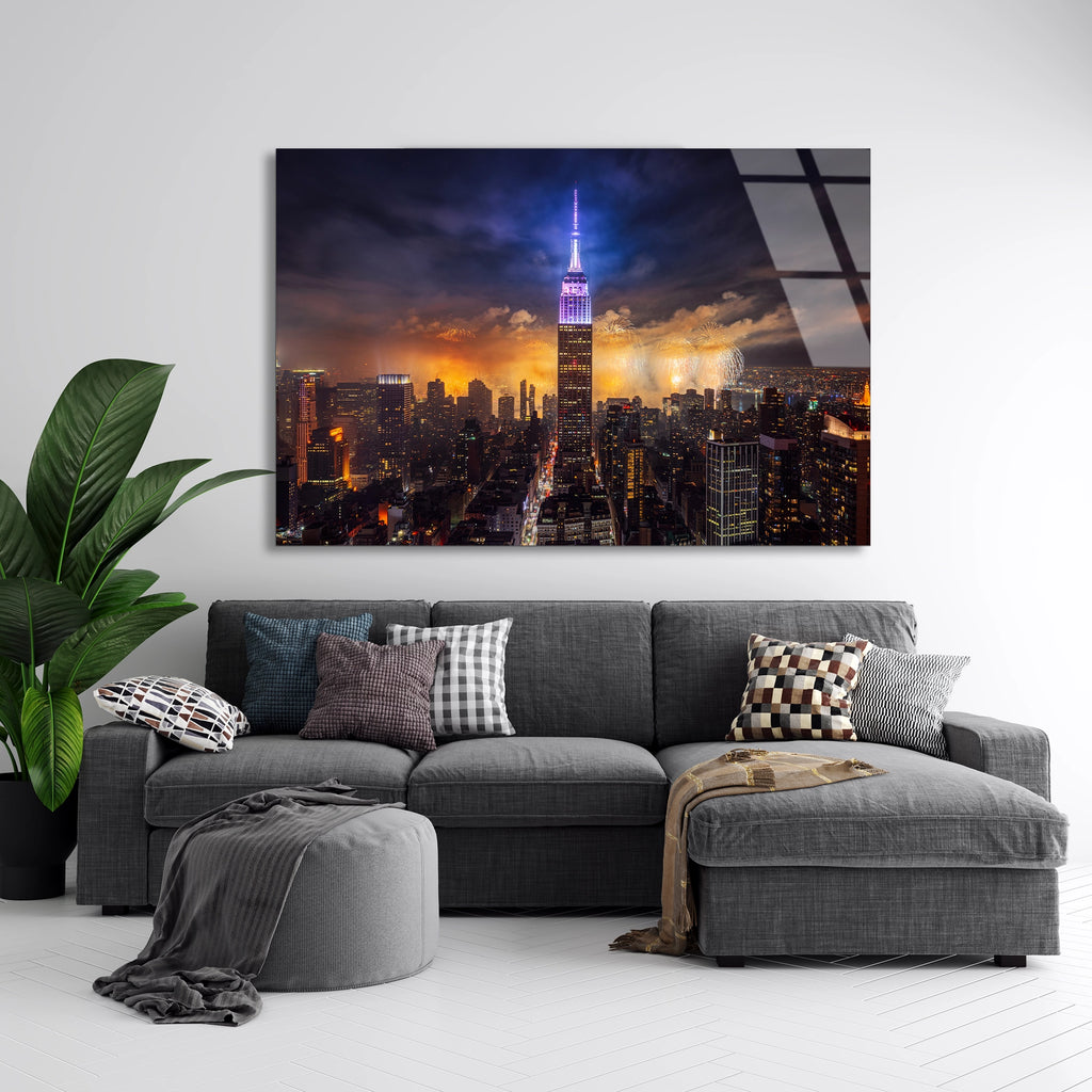 New York Manzarası Cam Tablo