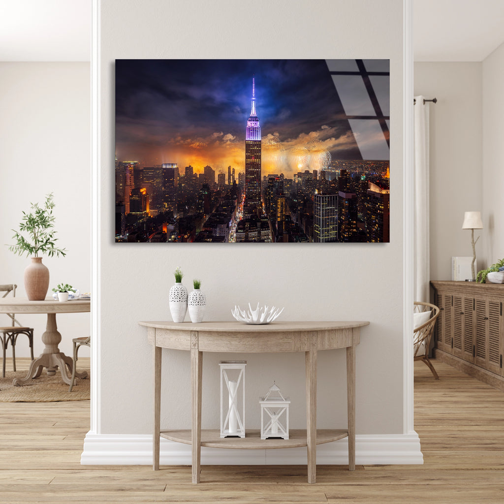 New York Manzarası Cam Tablo