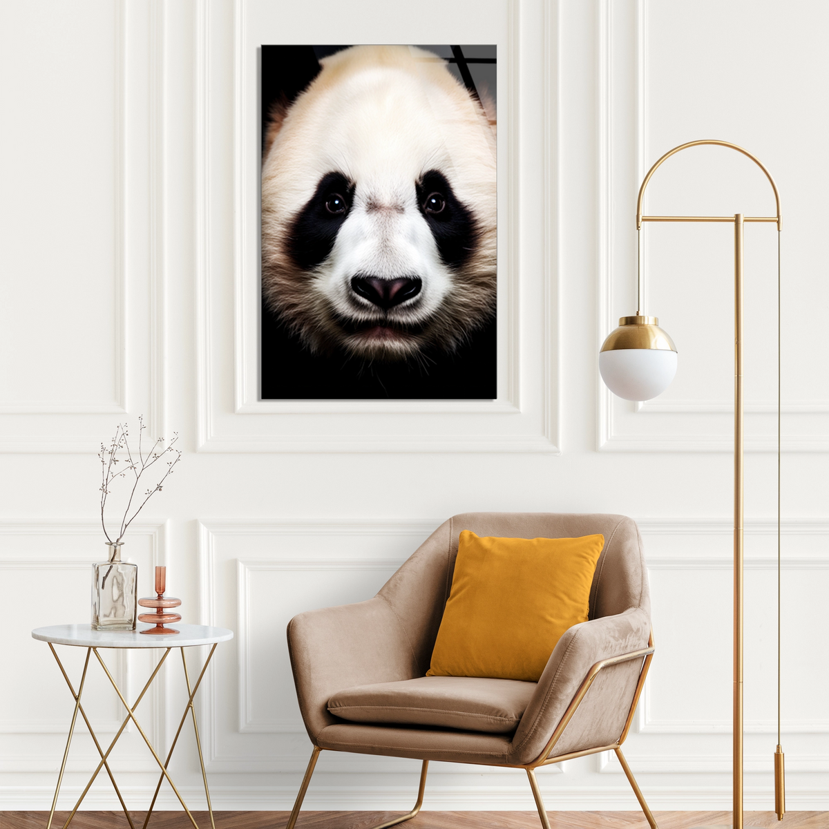 Panda Portresi Cam Tablo – Hayvan Duvar Dekoru - DEG0934