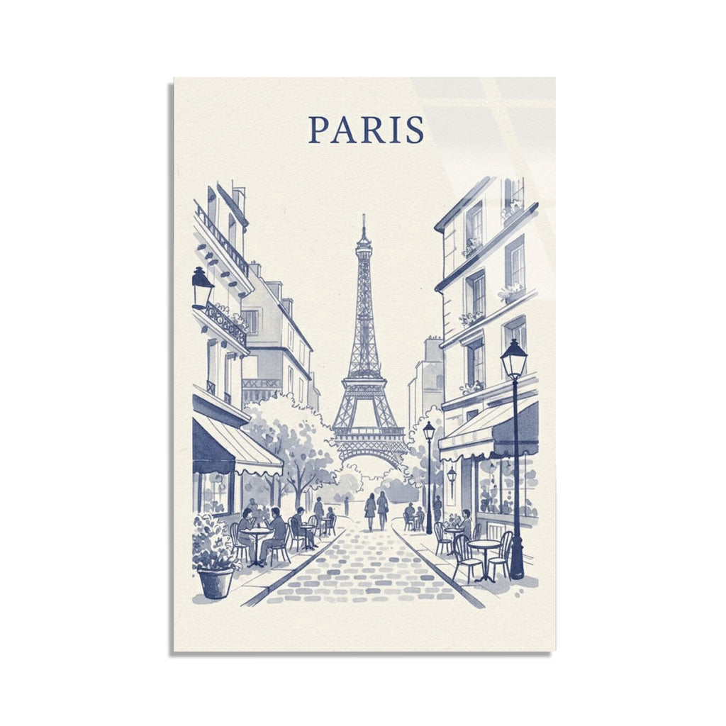 Paris Eyfel Kulesi Cizim Cam Tablo