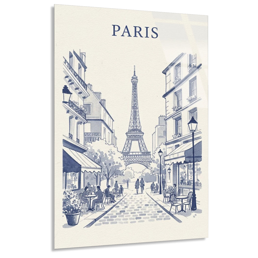 Paris Eyfel Kulesi Cizim Cam Tablo