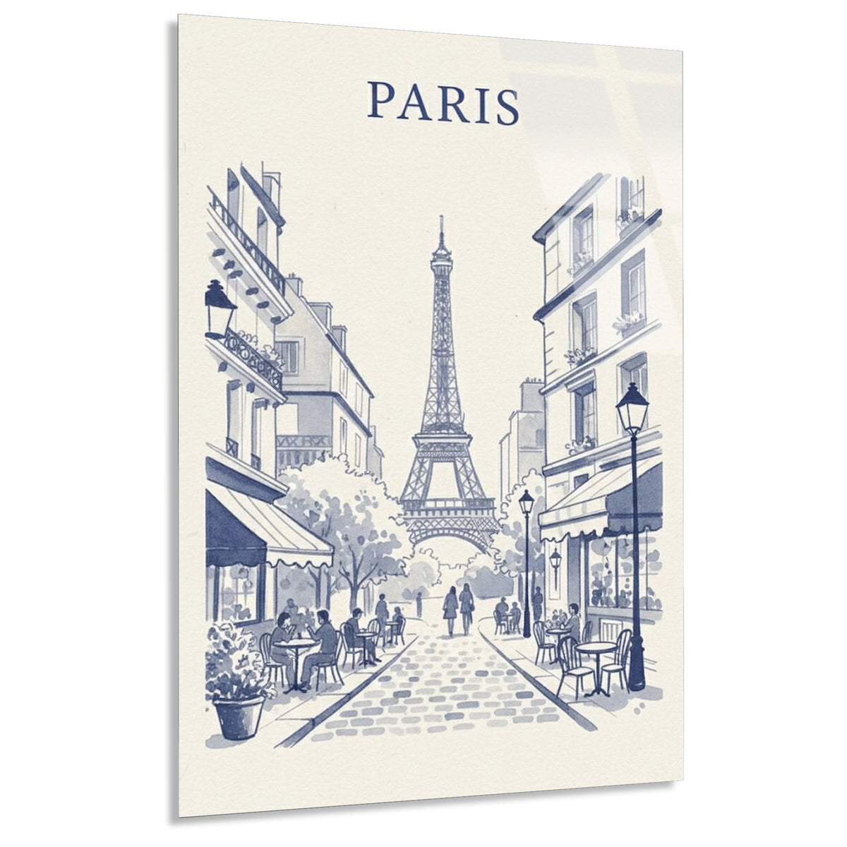 Paris Eyfel Kulesi Cizim Cam Tablo