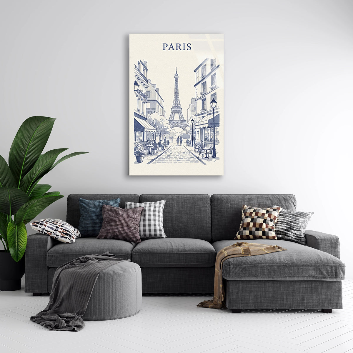 Paris Eyfel Kulesi Cizim Cam Tablo