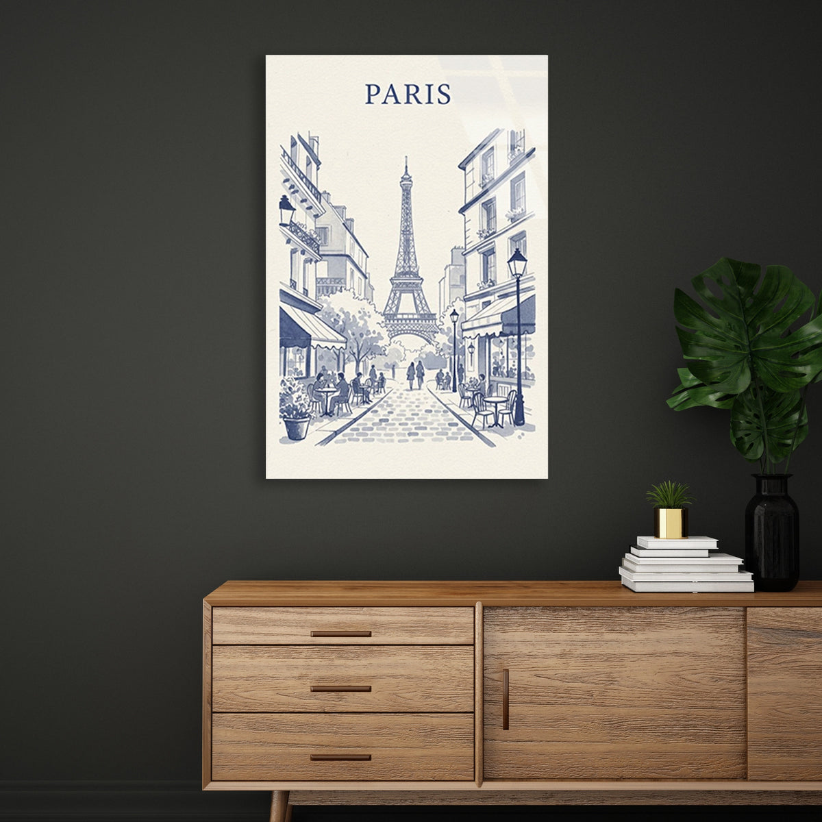 Paris Eyfel Kulesi Cizim Cam Tablo