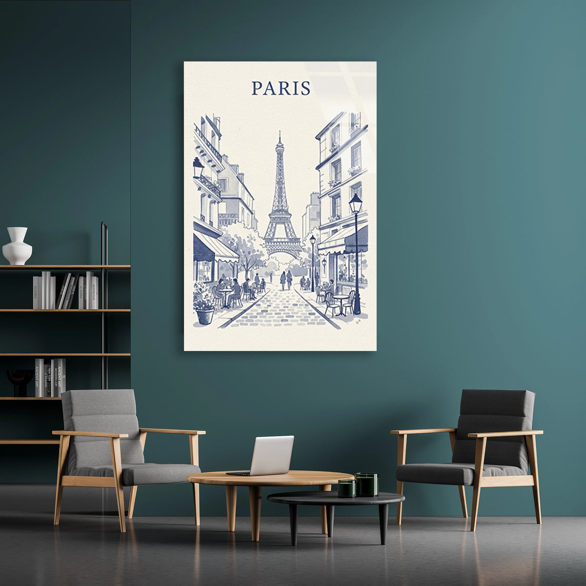 Paris Eyfel Kulesi Cizim Cam Tablo