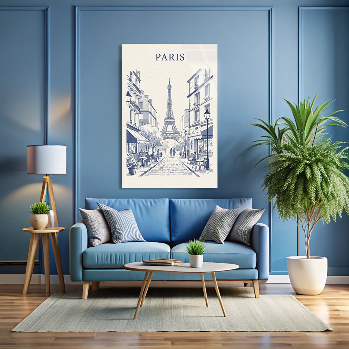 Paris Eyfel Kulesi Cizim Cam Tablo