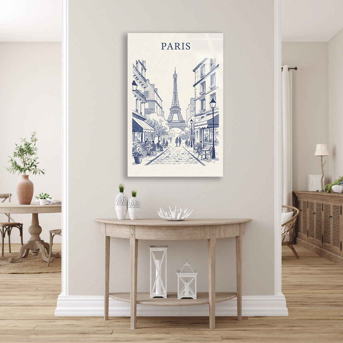 Paris Eyfel Kulesi Cizim Cam Tablo