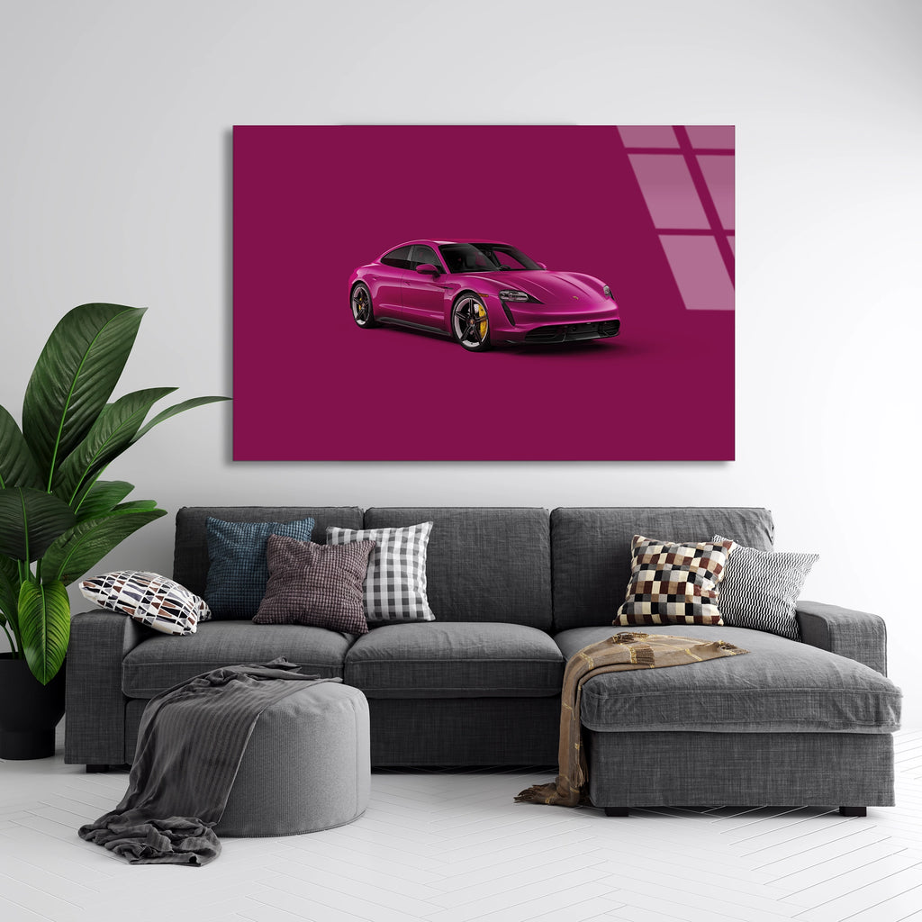 Pembe Elektrikli Araba Cam Tablo