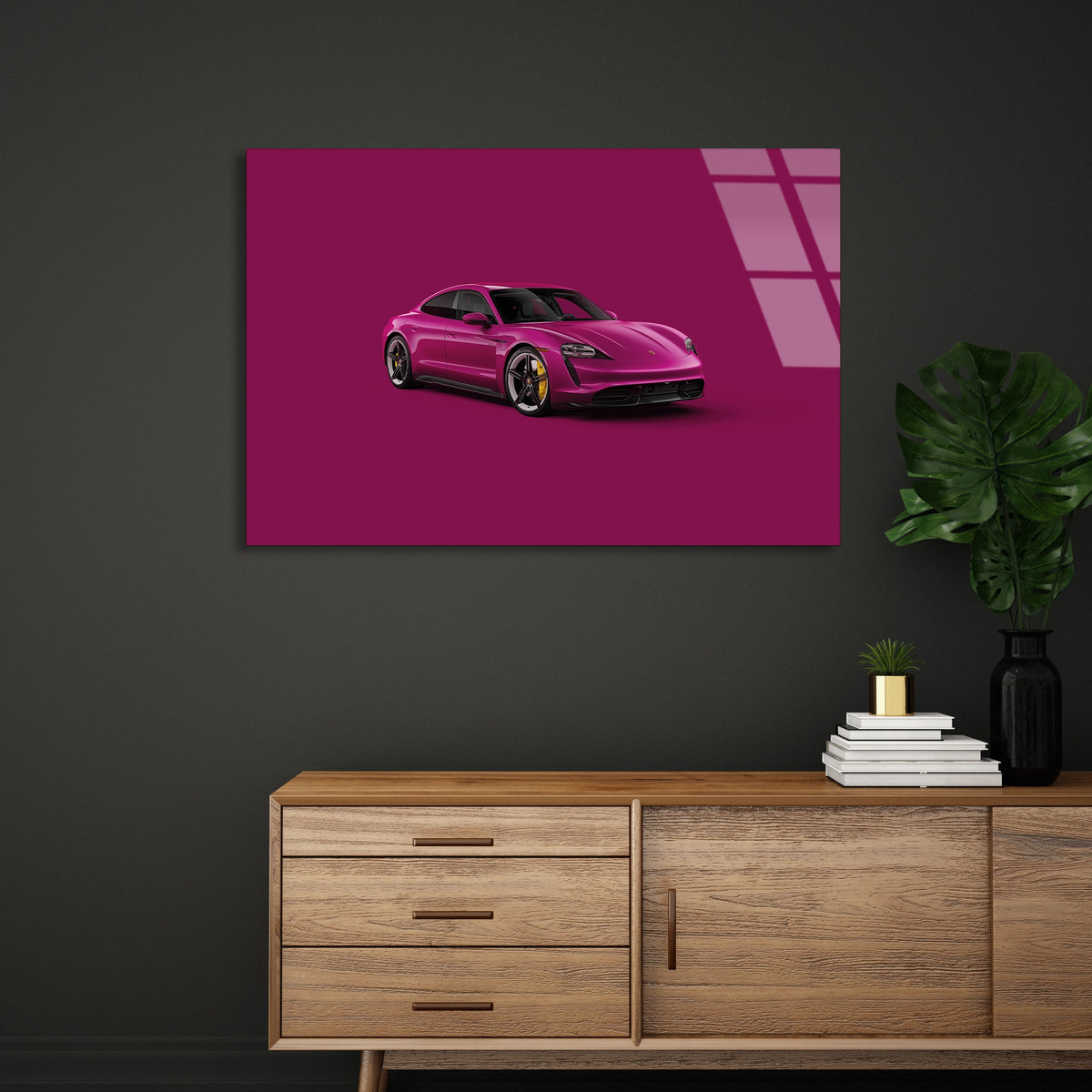 Pembe Elektrikli Araba Cam Tablo