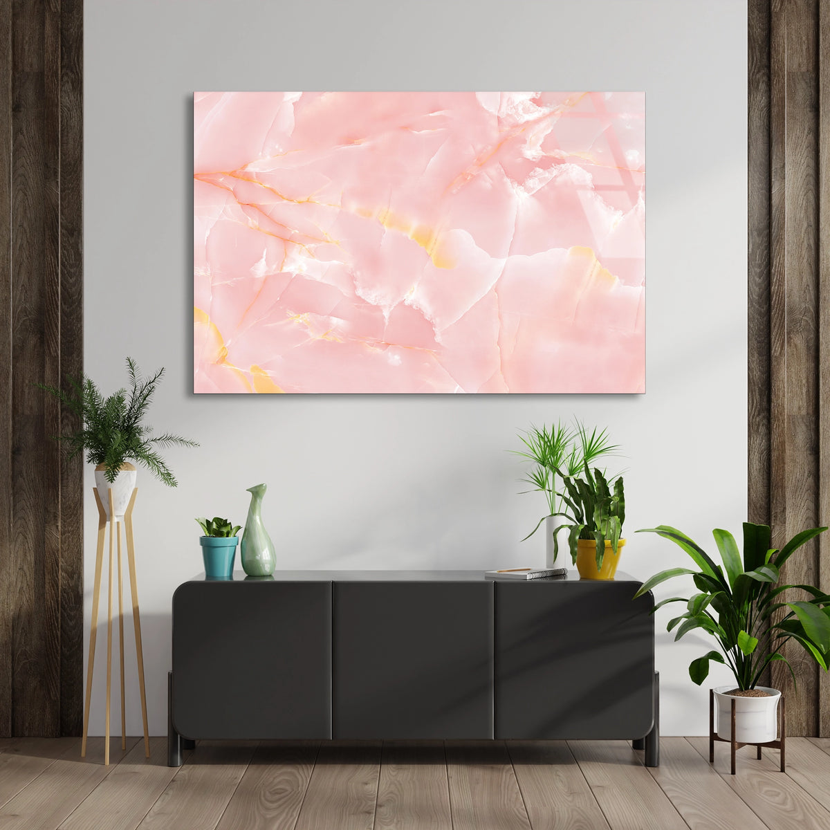 Pembe Oniks Mermer Cam Tablo