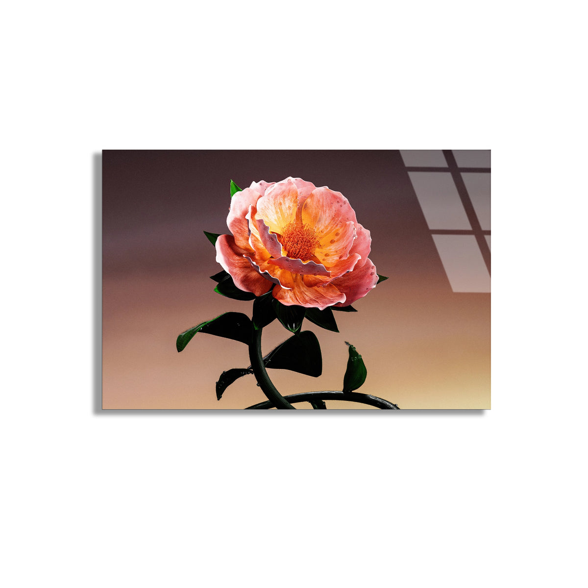 Pembe Şakayık Cam Tablo