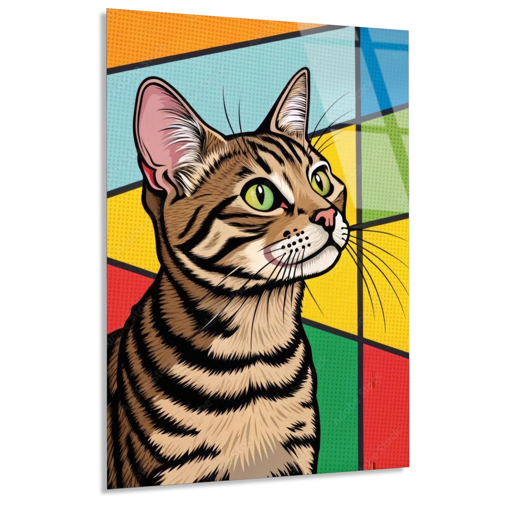 Pop Art Tekir Kedi Cam Tablo