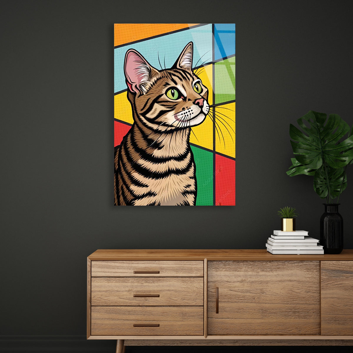 Pop Art Tekir Kedi Cam Tablo