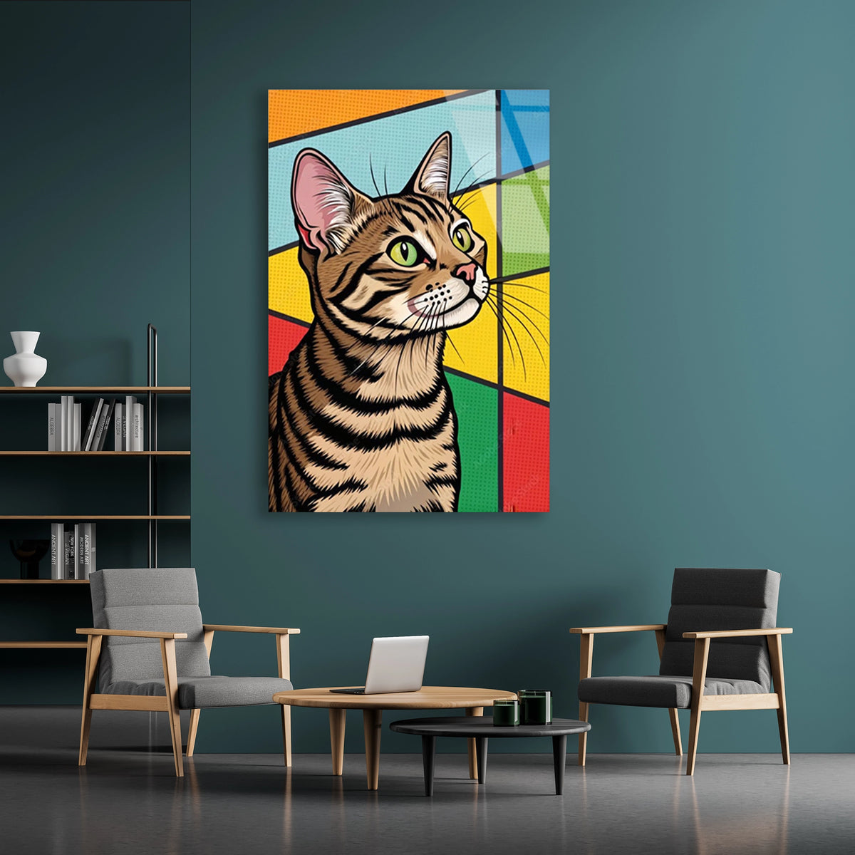 Pop Art Tekir Kedi Cam Tablo