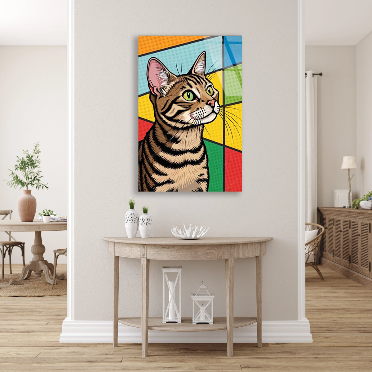 Pop Art Tekir Kedi Cam Tablo