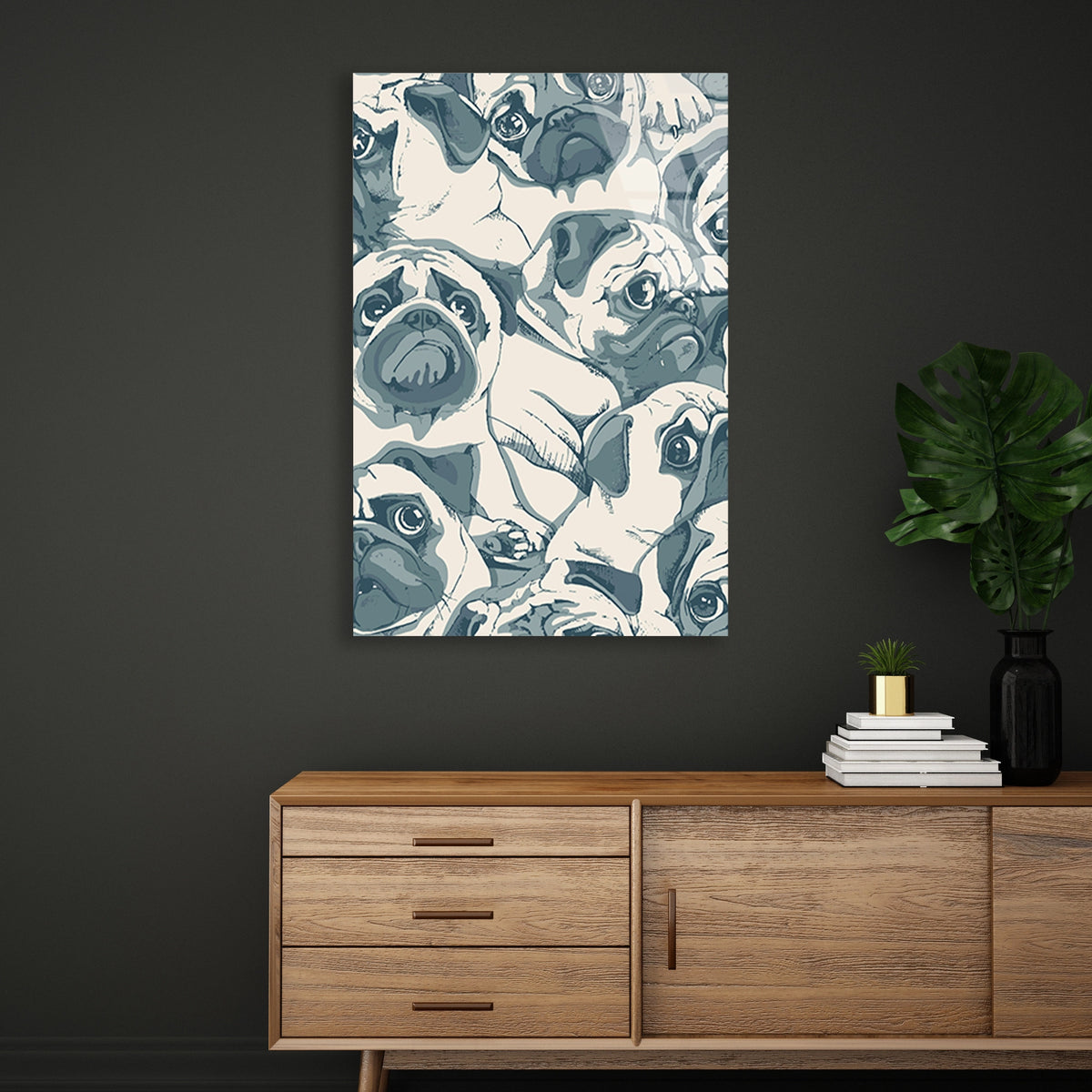 Pug Kopek Deseni Cam Tablo