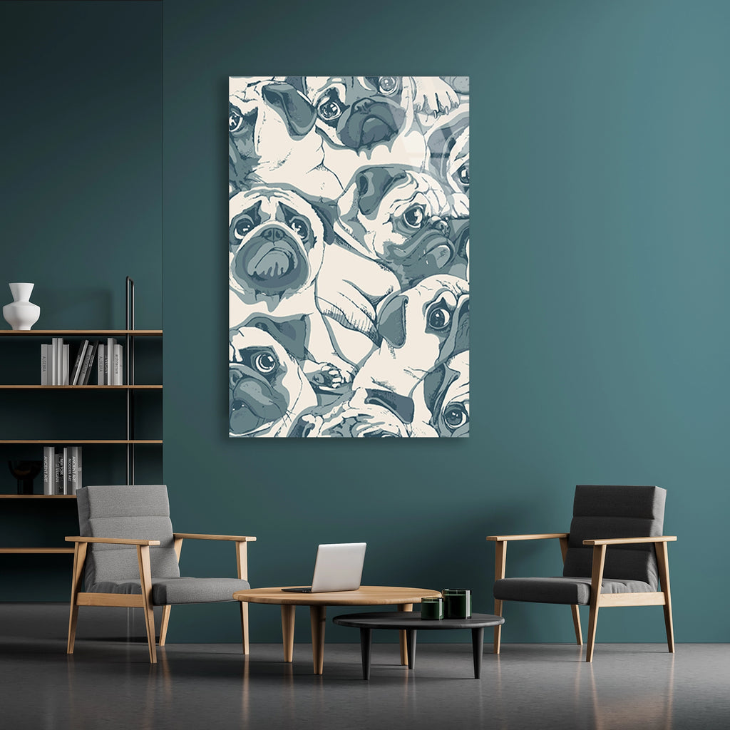 Pug Kopek Deseni Cam Tablo