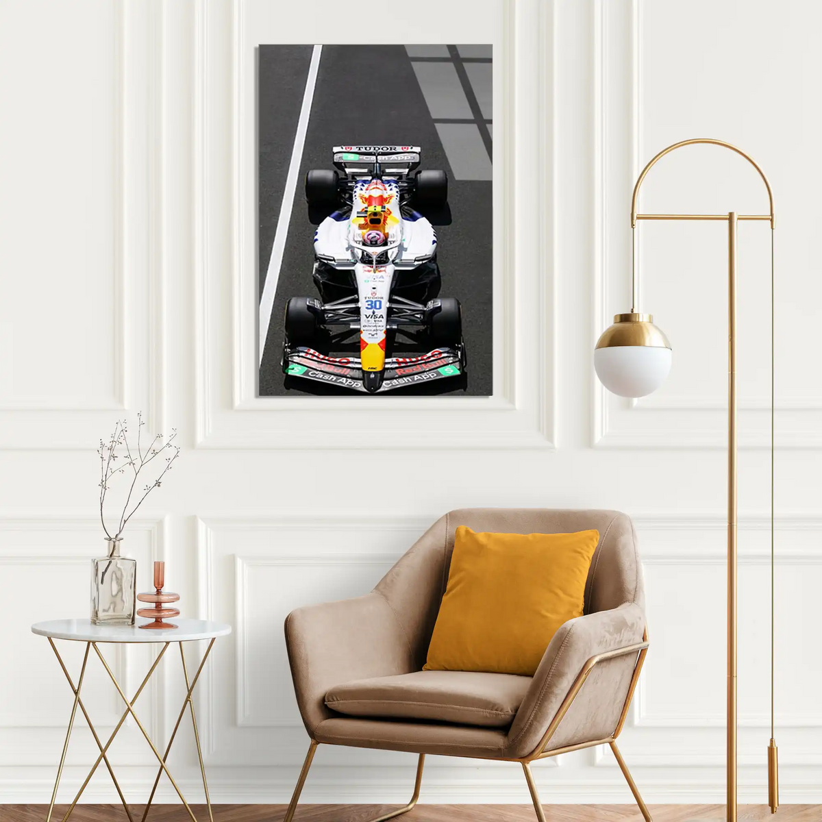 Red Bull Beyaz Livery Aracı F1 Cam Tablo – Formula 1 Duvar Dekoru - DEG0790