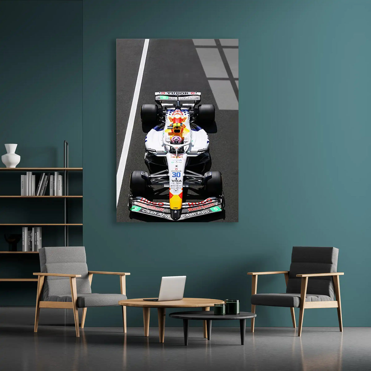 Red Bull Beyaz Livery Aracı F1 Cam Tablo – Formula 1 Duvar Dekoru - DEG0790
