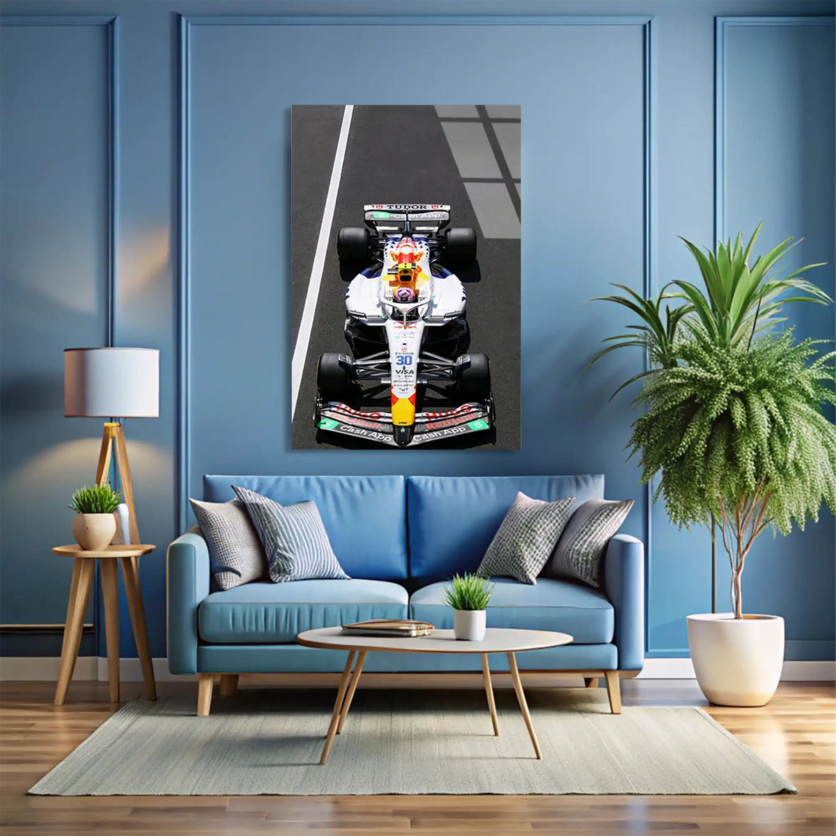 Red Bull Beyaz Livery Aracı F1 Cam Tablo – Formula 1 Duvar Dekoru - DEG0790