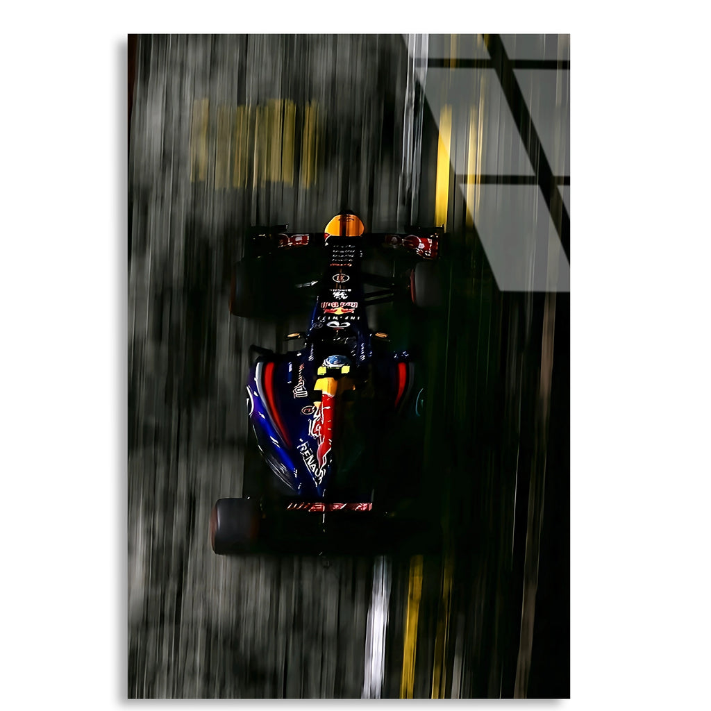 Red Bull Gece Hızı F1 Cam Tablo – Formula 1 Duvar Dekoru - DEG0848