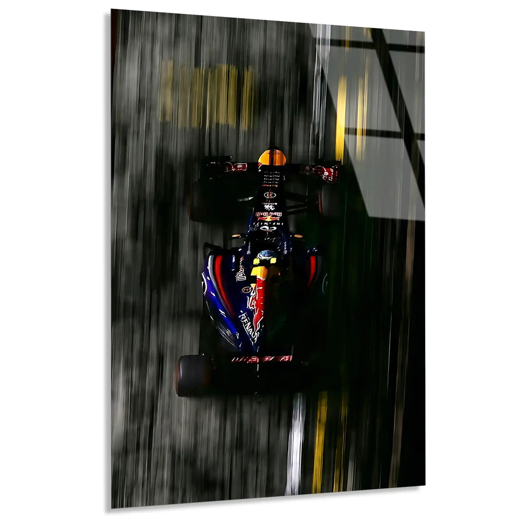 Red Bull Gece Hızı F1 Cam Tablo – Formula 1 Duvar Dekoru - DEG0848