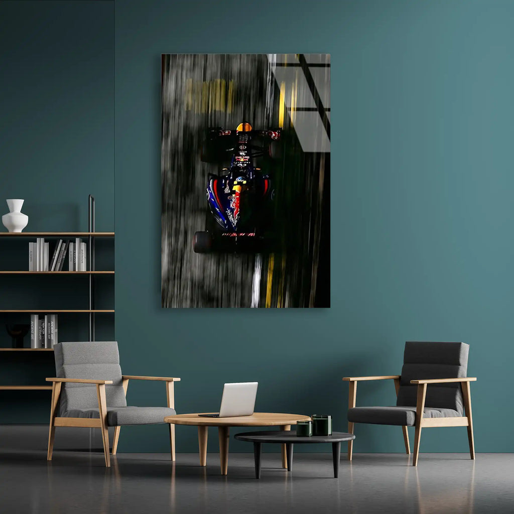 Red Bull Gece Hızı F1 Cam Tablo – Formula 1 Duvar Dekoru - DEG0848