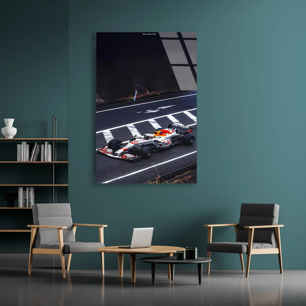 Red Bull Gece Start Çizgisi F1 Cam Tablo – Formula 1 Duvar Dekoru - DEG0885