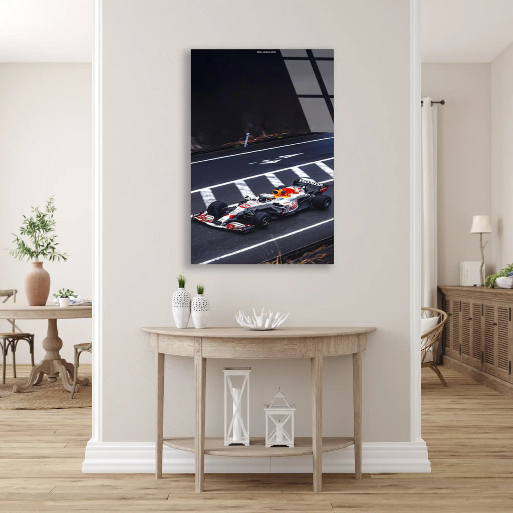 Red Bull Gece Start Çizgisi F1 Cam Tablo – Formula 1 Duvar Dekoru - DEG0885