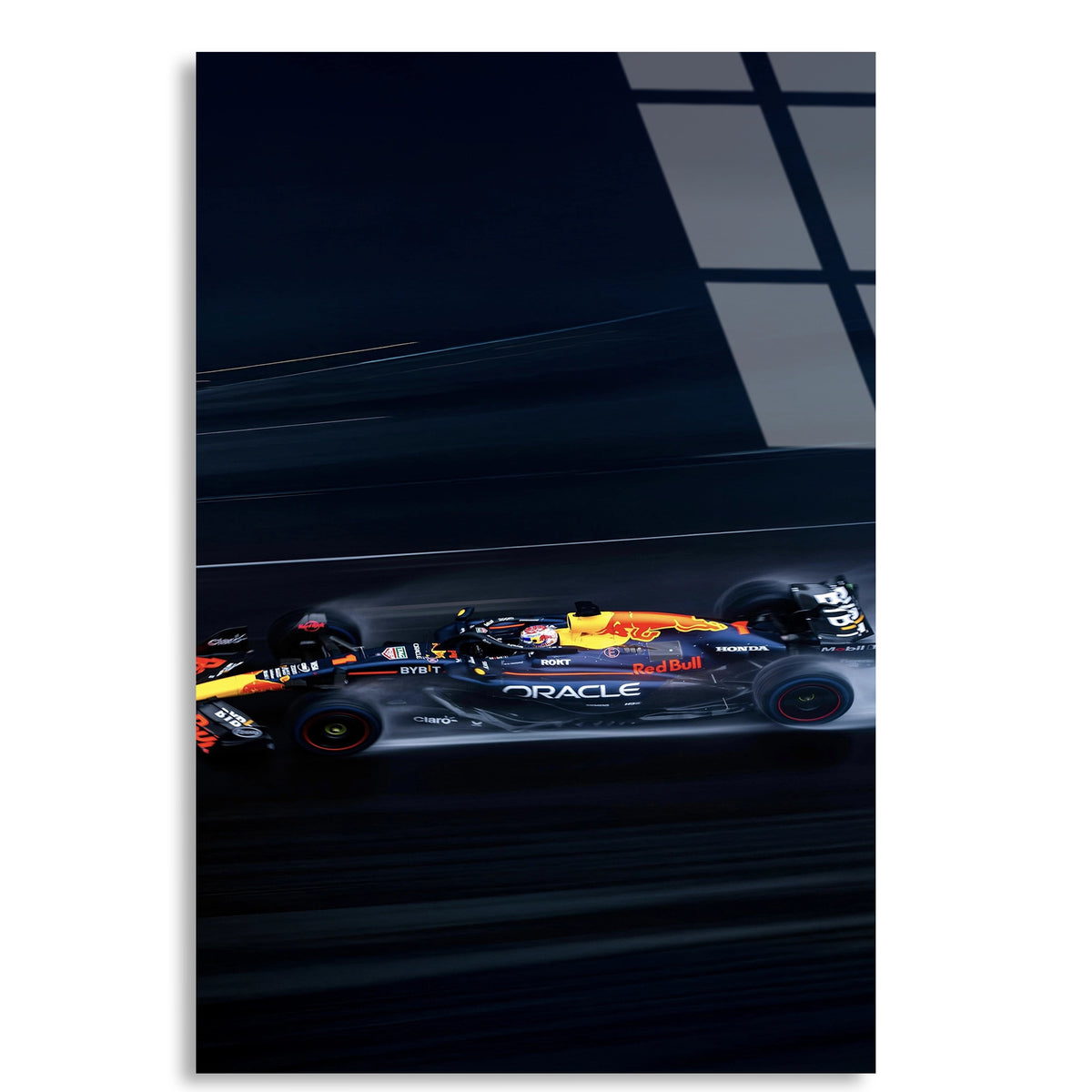 Red Bull Gece Sürüşü F1 Cam Tablo – Formula 1 Duvar Dekoru - DEG0798