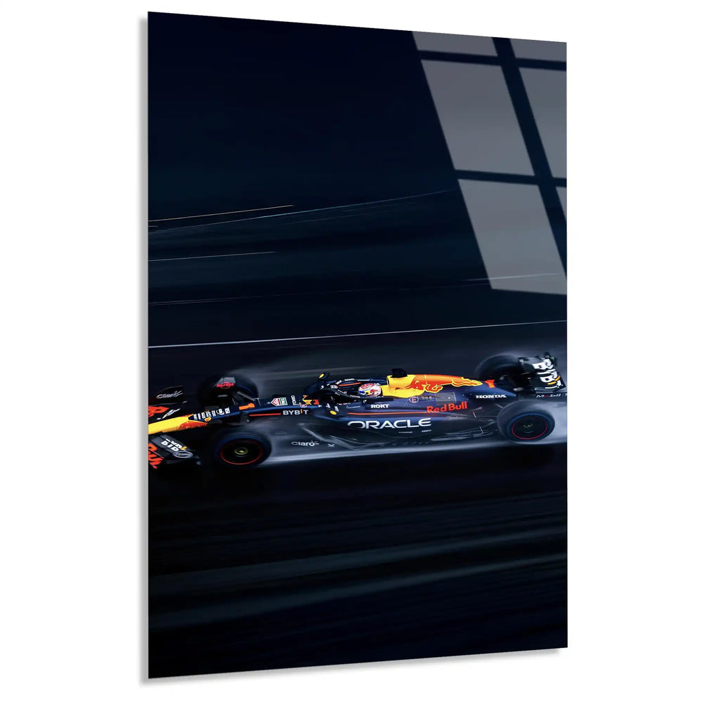 Red Bull Gece Sürüşü F1 Cam Tablo – Formula 1 Duvar Dekoru - DEG0798