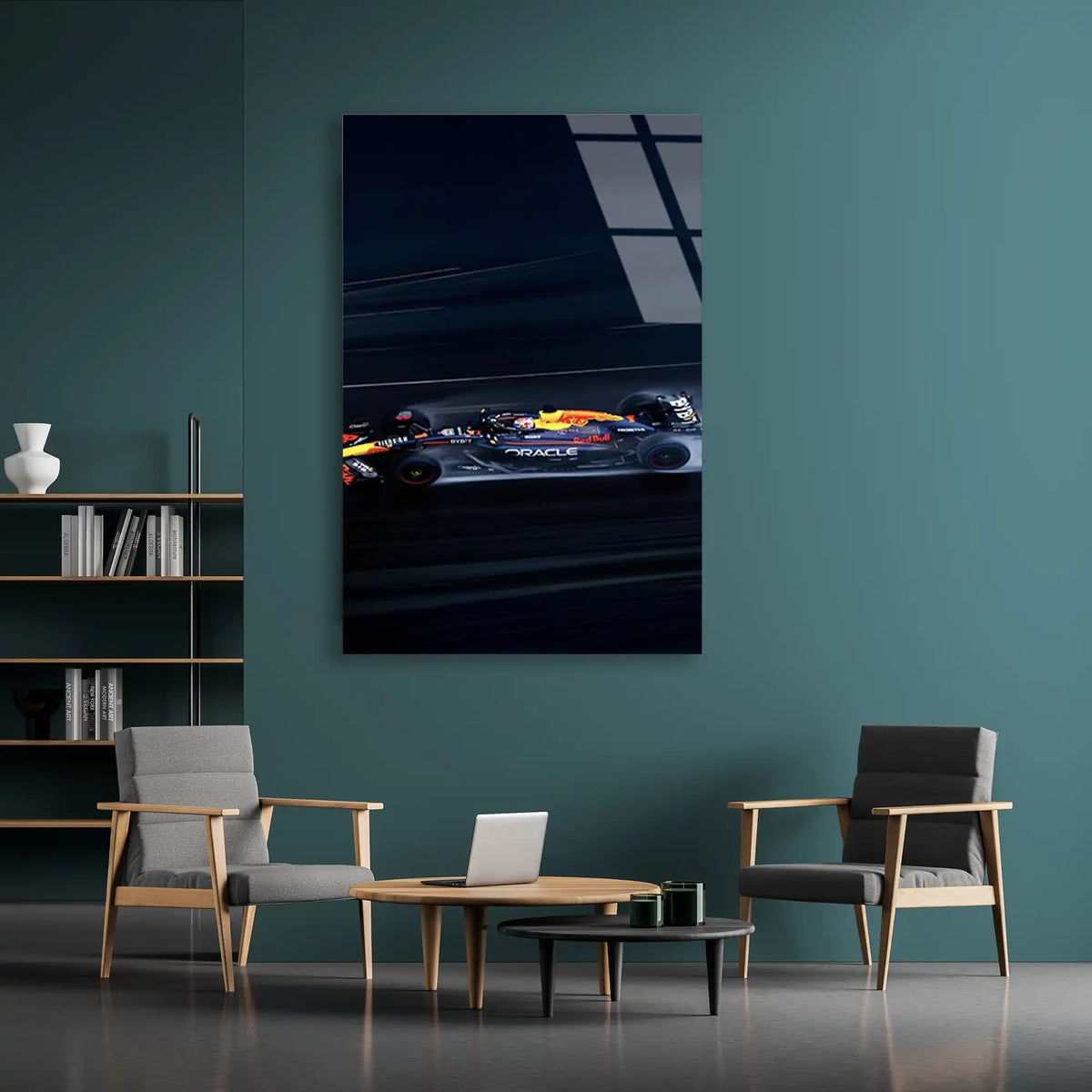 Red Bull Gece Sürüşü F1 Cam Tablo – Formula 1 Duvar Dekoru - DEG0798