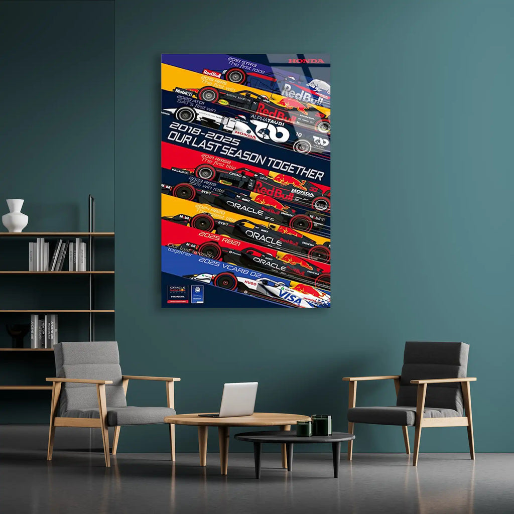 Red Bull Honda Anı Posteri F1 Cam Tablo – Formula 1 Duvar Dekoru - DEG0875