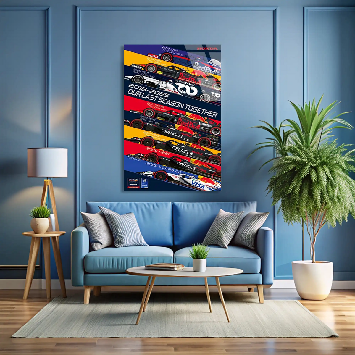 Red Bull Honda Anı Posteri F1 Cam Tablo – Formula 1 Duvar Dekoru - DEG0875