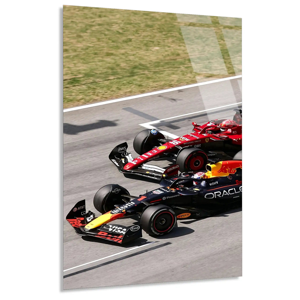 Red Bull İkili Yarış F1 Cam Tablo – Formula 1 Duvar Dekoru - DEG0850
