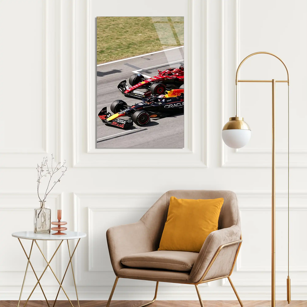 Red Bull İkili Yarış F1 Cam Tablo – Formula 1 Duvar Dekoru - DEG0850